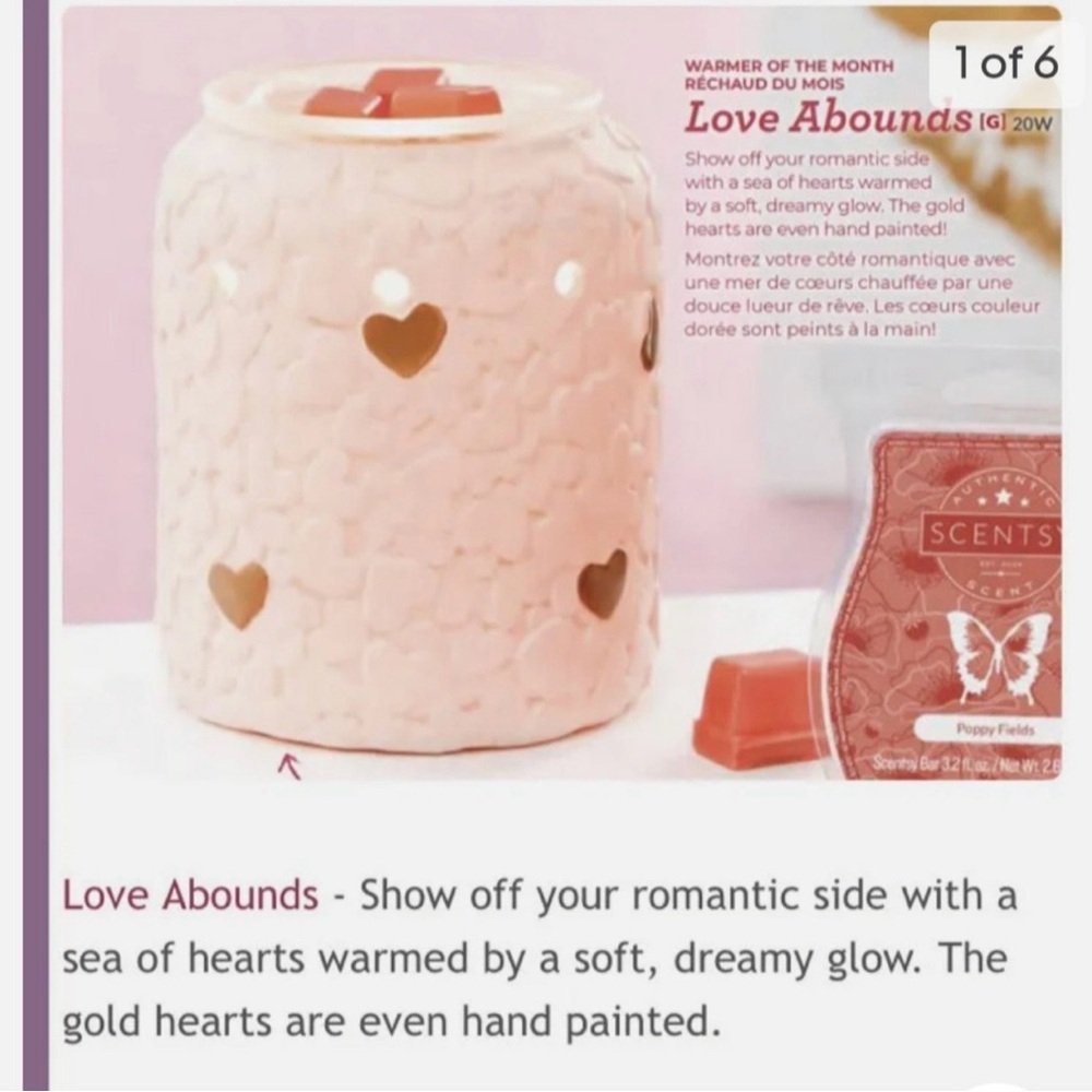 Scentsy “Love Abounds” Wax Warmer VALENTINE'S Love Cream & Gold NIB